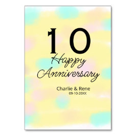 10 wedding anniversary yellow pastel name retro bo bordsnummer