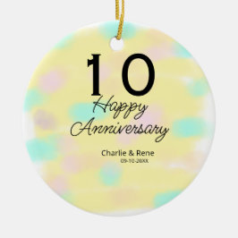 10 wedding anniversary yellow pastel name retro bo julgransprydnad keramik