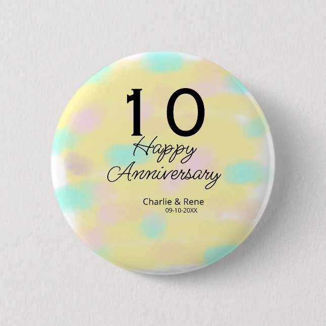 10 wedding anniversary yellow pastel name retro bo knapp (Framsida)
