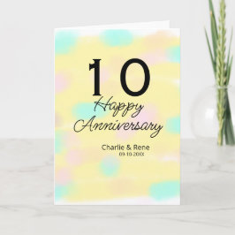 10 wedding anniversary yellow pastel name retro bo kort