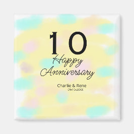 10 wedding anniversary yellow pastel name retro bo magnet
