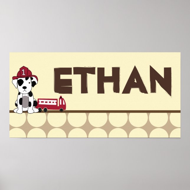 10 x 20 Nursery Art Namn Skriv ut Nojo Fire Engine Poster (Framsidan)