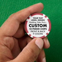 10 x Anpassningsbar personlig RED Poker Chip