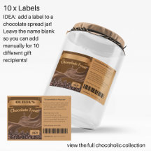 10 x Chocolate Älskare Gift, Food, Burk-etiketter