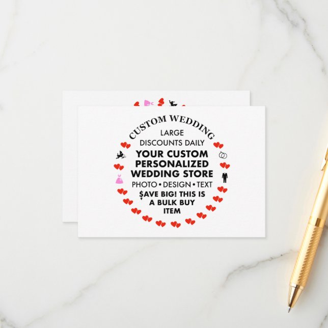 10 x Personligt bröllp-inneslutningskort Tilläggskort (Fram/Back In Situ)