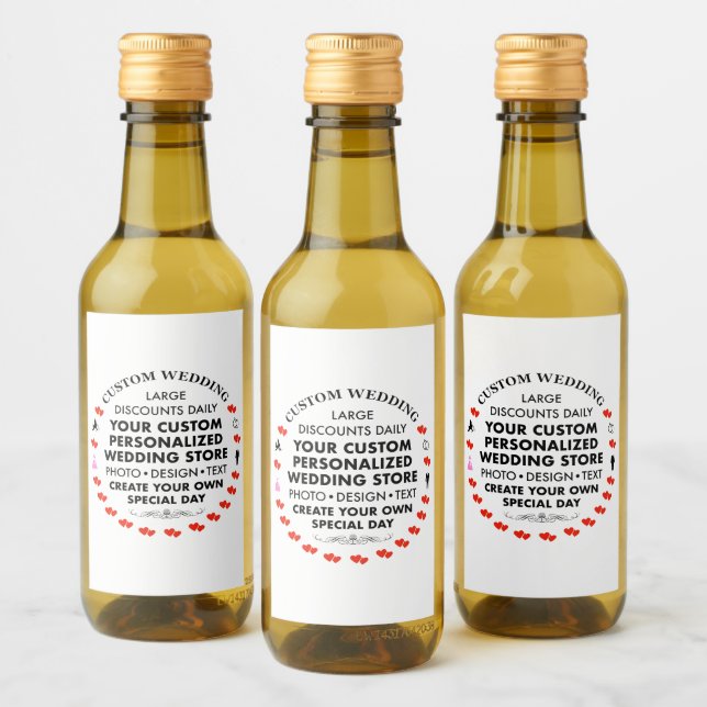 10 x Personligt bröllp MINI VIN ETIKETTER (Flaskor)
