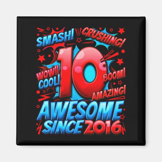 10 Year Old For Boys 10th Birthday Boy 10 Year Old Magnet (Framsidan)