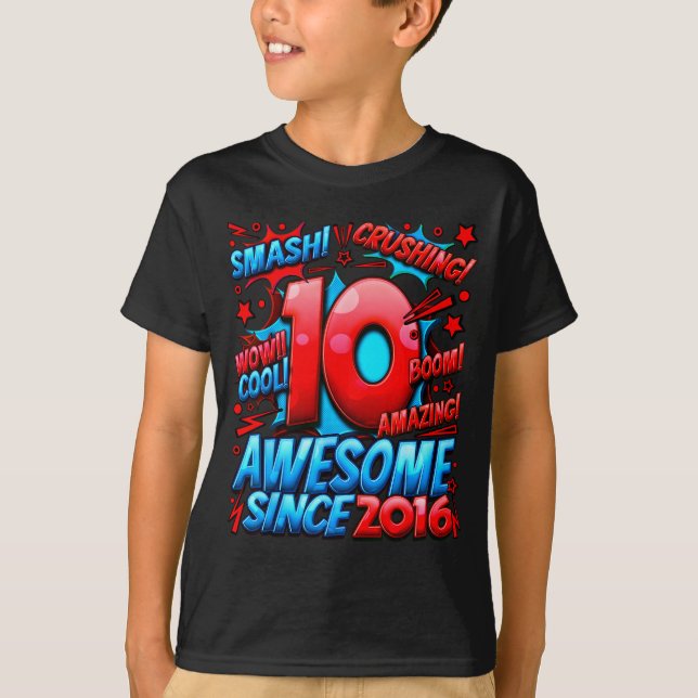 10 Year Old For Boys 10th Birthday Boy 10 Year Old T Shirt (Framsida)