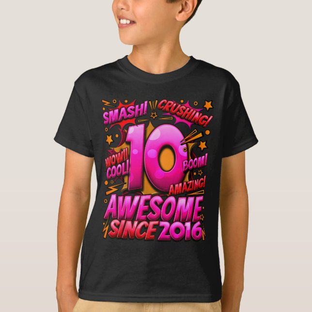 10 Year Old For Boys 10th Birthday Boy 10 Year Old T Shirt (Framsida)