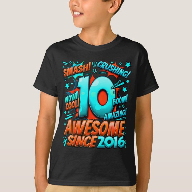10 Year Old For Boys 10th Birthday Boy 10 Year Old T Shirt (Framsida)