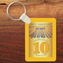 10 Year Sober Anniversary | Golden Ray 12 Step Nyckelring