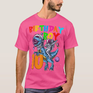 10 Years Old Birthday Boy Astronaut Riding 10th Di T Shirt
