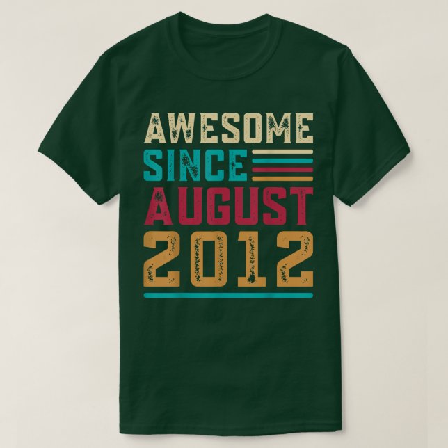 10 Years Old Gifts Awesome Since August 2012 10th  T Shirt (Design framsida)