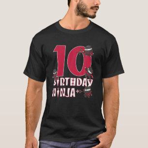 10Födelsedagen Ninja 10 år gammal Kid Ninjutsu B-D T Shirt