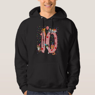 10H Birthday Girl Cute Cat Outfit 10 ÅRS Bda Hoodie