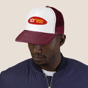 10NIS Red Tennis Sports Logo Truckerkeps