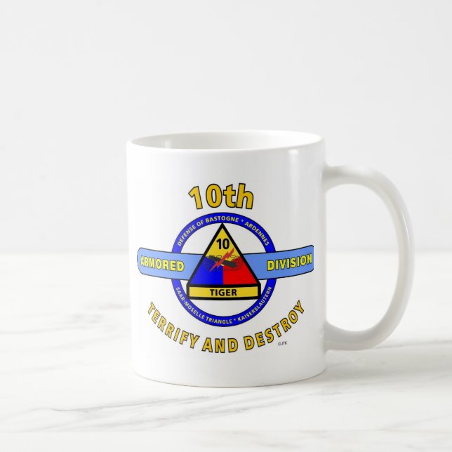 10TH ARMORED UPPDELNING " SKRÄMMER & FÖRSTÖR " KAFFEMUGG (Höger)