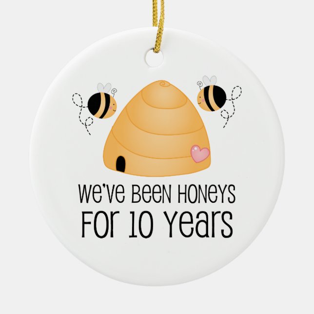 10th Årsdagen kopplar ihop gåvan Julgransprydnad Keramik (Framsidan)