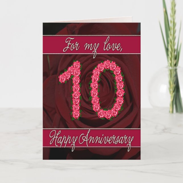 10th årsdagkort med ro och löv kort (Framsida)