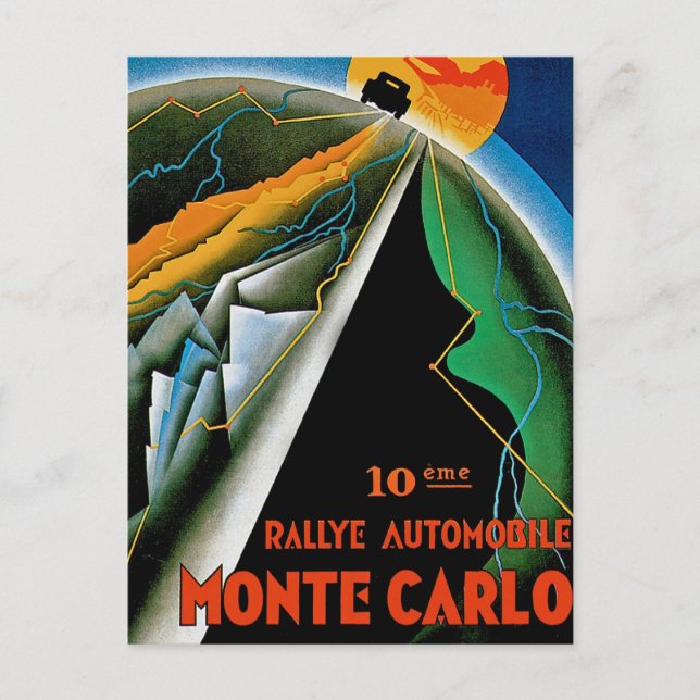 10th Automobile Rally de Monte Carlo Vykort (Framsida)