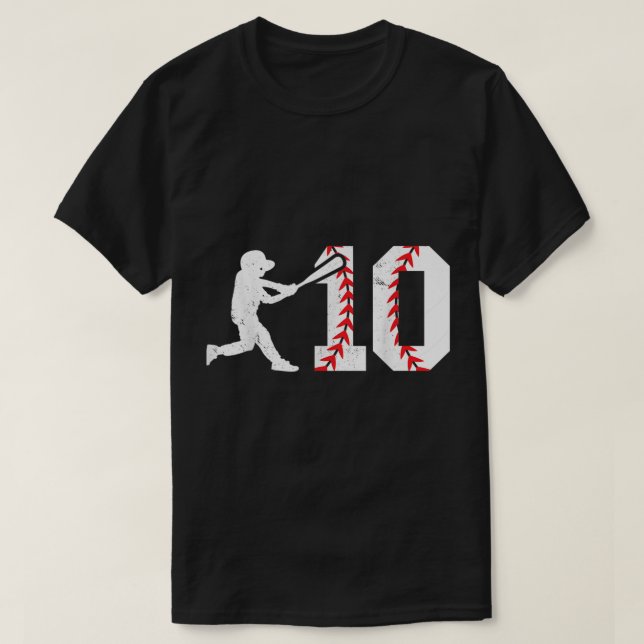 10th Birthday Baseball Big Number Ten 10 Year Old  T Shirt (Design framsida)