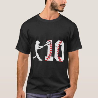 10th Birthday Baseball Big Number Ten 10 Year Old T Shirt