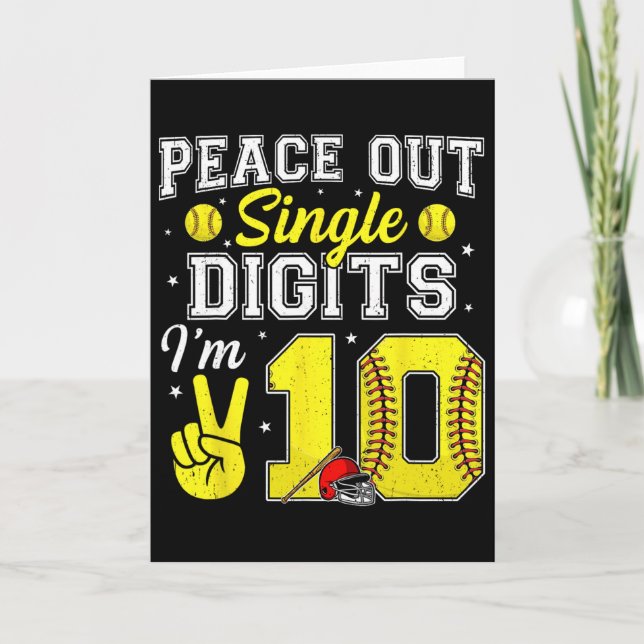 10th Birthday Boy Softll Peace Out Single Digits 1 Kort (Framsida)