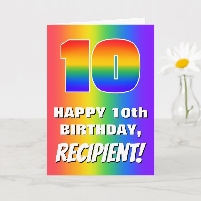 10th Birthday: Colorful, Fun Rainbow Pattern # 10 Kort (Liten växt)