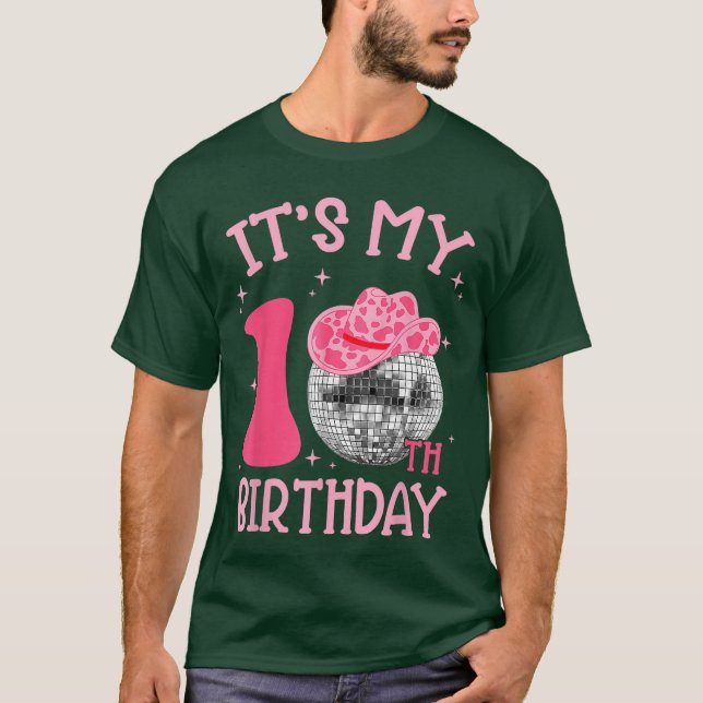 10th Birthday Coquette Bow Disco Ball 10 Year Old  T Shirt (Framsida)