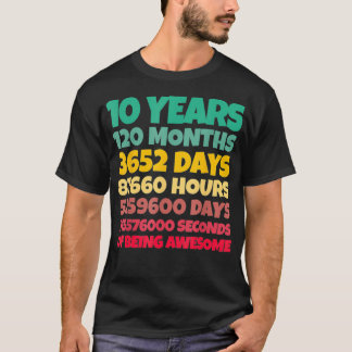 10th Birthday Gift Boy 10 Years Being Awesome T Shirt