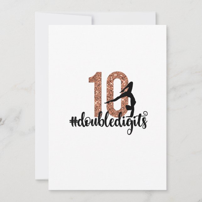 10th Birthday Gift Dubbla Digits Girls Gymnastics Inbjudningar (Framsida)