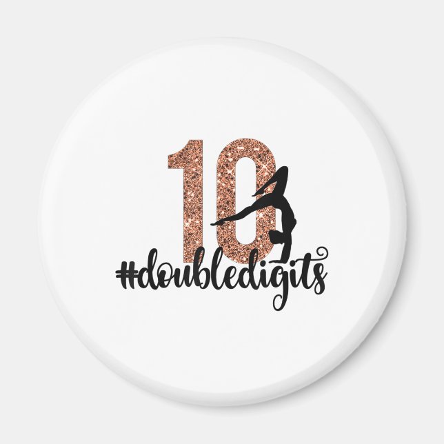 10th Birthday Gift Dubbla Digits Girls Gymnastics Magnet (Framsidan)