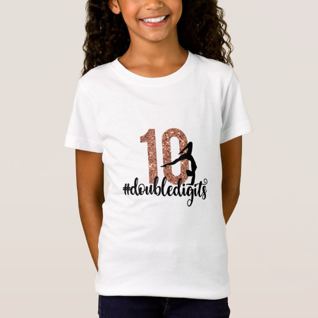 10th Birthday Gift Dubbla Digits Girls Gymnastics T Shirt (Framsida)