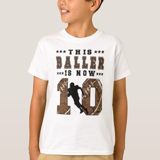 10th Birthday Gift Football Player 10 Year Old Boy T Shirt (Framsida)