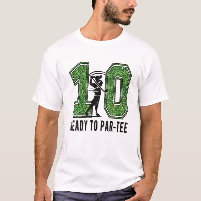 10Th Birthday Golfer Boy Ten Year Old Golf Player T Shirt (Framsida)