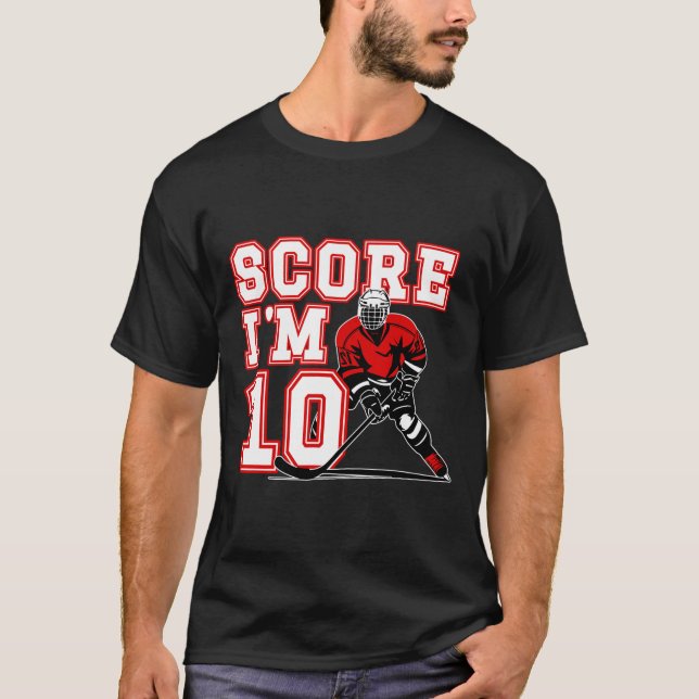 10th Birthday Ice Hockey Boy Ten Year Old Ice Hock T Shirt (Framsida)