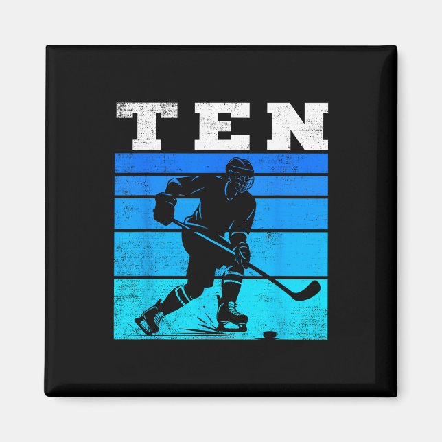 10th Birthday Ice Hockey Boys Ten Hockey Birthday  Magnet (Framsidan)