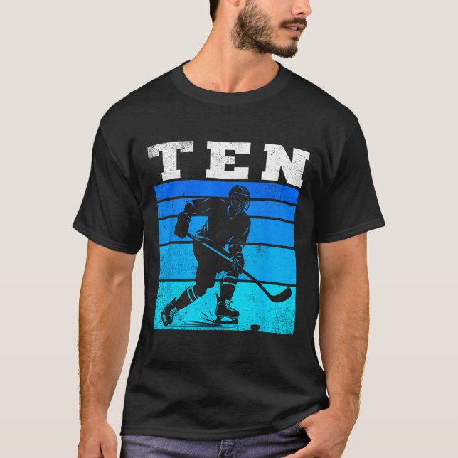 10th Birthday Ice Hockey Boys Ten Hockey Birthday  T Shirt (Framsida)