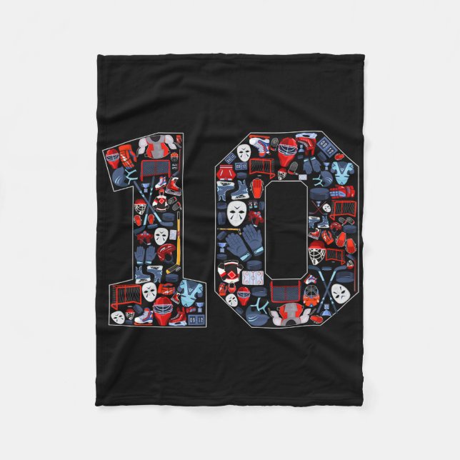 10th Birthday Ice Hockey Themed 10 Year Old Party  Fleecefilt (Framsidan)