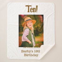 10th birthday photo name date simple brown beige b
