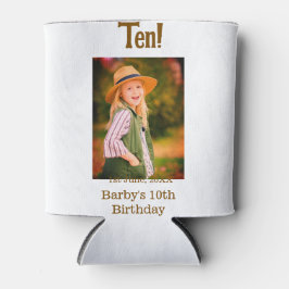 10th birthday photo name date simple brown beige b