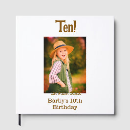 10th birthday photo name date simple brown beige b gästböcker