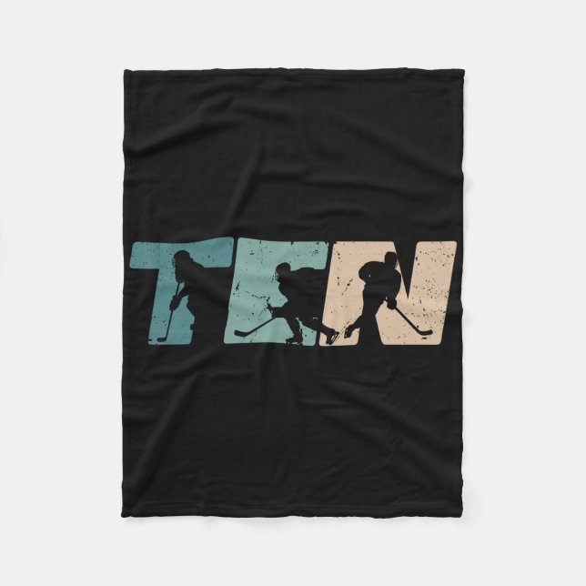 10th Birthday Retro Ice Hockey 10 Years Old Boy Gi Fleecefilt (Framsidan)