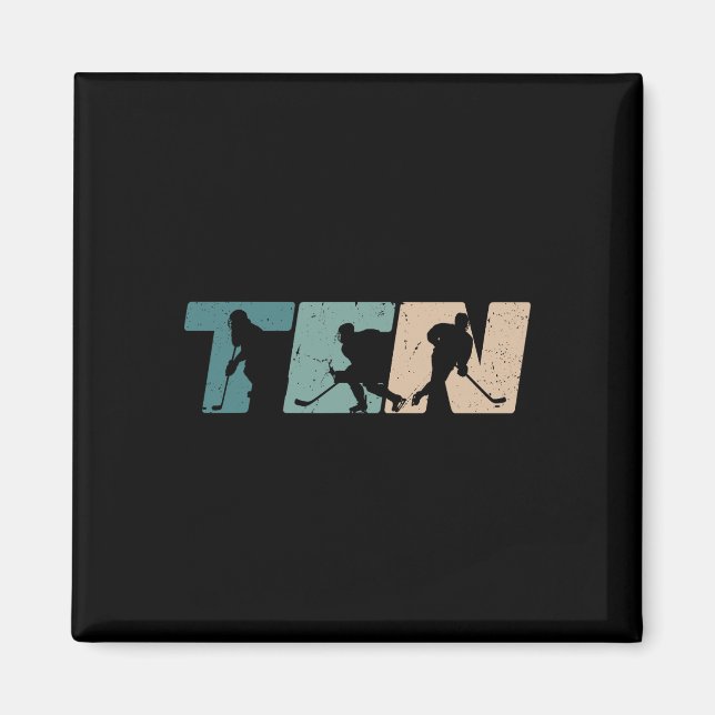 10th Birthday Retro Ice Hockey 10 Years Old Boy Gi Magnet (Framsidan)