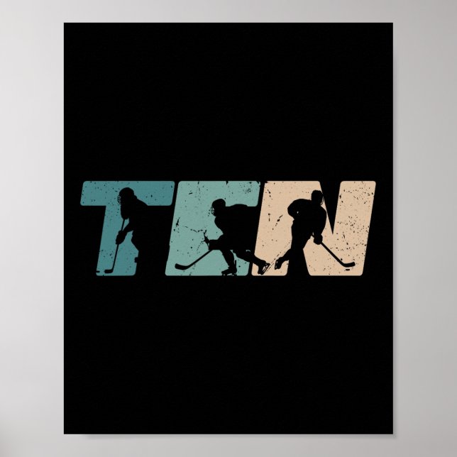 10th Birthday Retro Ice Hockey 10 Years Old Boy Gi Poster (Framsidan)