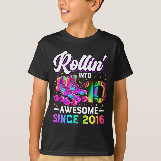 10th Birthday Shirt Girl 10 Year Old Roller Skate  T (Framsida)