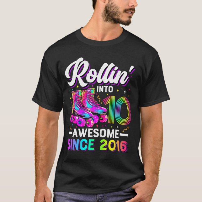 10th Birthday Shirt Girl 10 Year Old Roller Skate  T Shirt (Framsida)