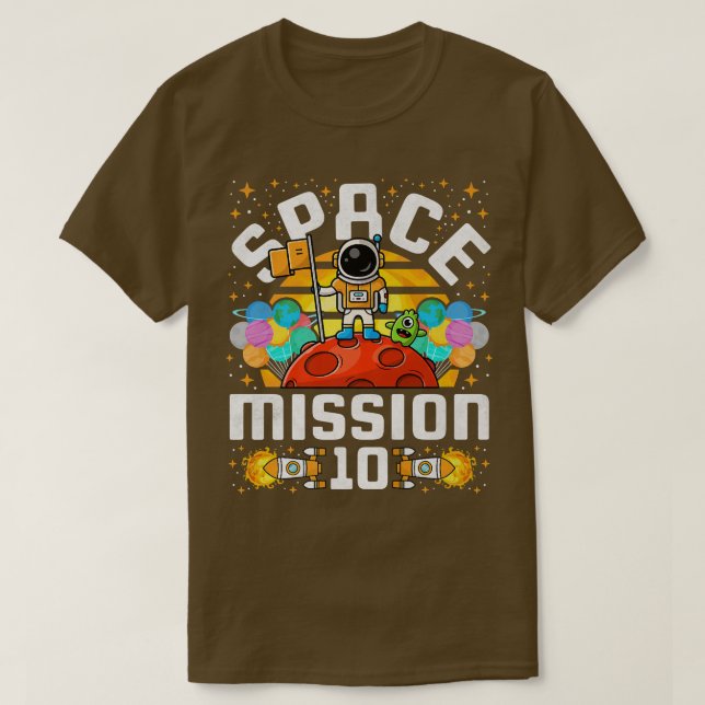 10th Birthday Space Mission 10 Years Old Astronaut T Shirt (Design framsida)