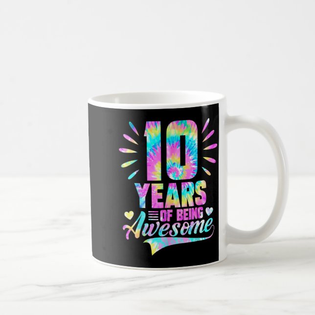 10th Birthday Tie-dye 10 Year Of Being Awesome  Kaffemugg (Höger)