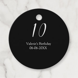 10th birthday white black name date calligraphy  gåvor etiketter